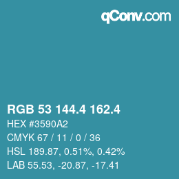 カラーコード: RGB 53 144.4 162.4 | qconv.com