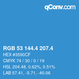 カラーコード: RGB 53 144.4 207.4 | qconv.com