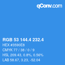 カラーコード: RGB 53 144.4 232.4 | qconv.com