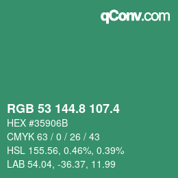 カラーコード: RGB 53 144.8 107.4 | qconv.com