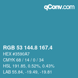 カラーコード: RGB 53 144.8 167.4 | qconv.com