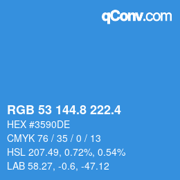 カラーコード: RGB 53 144.8 222.4 | qconv.com