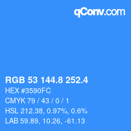 カラーコード: RGB 53 144.8 252.4 | qconv.com