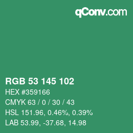 Color code: RGB 53 145 102 | qconv.com