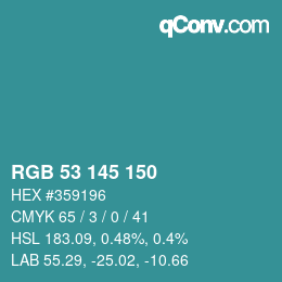 Color code: RGB 53 145 150 | qconv.com