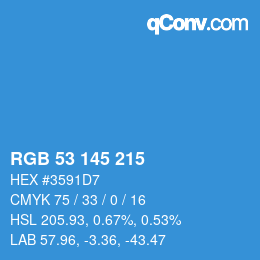 Color code: RGB 53 145 215 | qconv.com