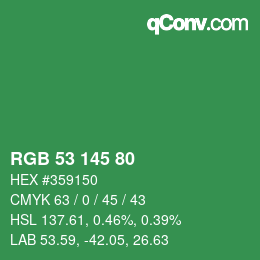 カラーコード: RGB 53 145 80 | qconv.com
