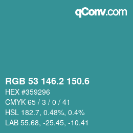 カラーコード: RGB 53 146.2 150.6 | qconv.com