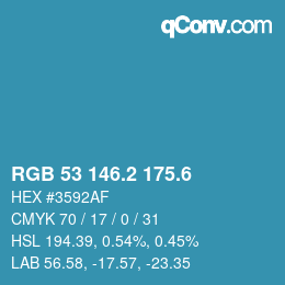 カラーコード: RGB 53 146.2 175.6 | qconv.com