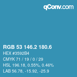 カラーコード: RGB 53 146.2 180.6 | qconv.com