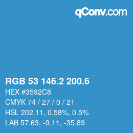 カラーコード: RGB 53 146.2 200.6 | qconv.com