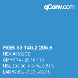 カラーコード: RGB 53 146.2 205.6 | qconv.com