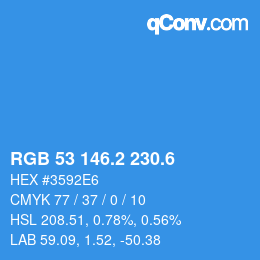 カラーコード: RGB 53 146.2 230.6 | qconv.com