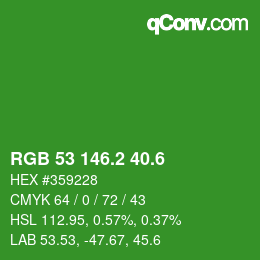 カラーコード: RGB 53 146.2 40.6 | qconv.com