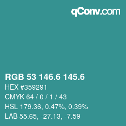 カラーコード: RGB 53 146.6 145.6 | qconv.com