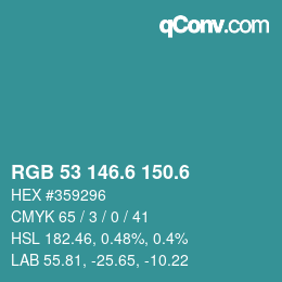 カラーコード: RGB 53 146.6 150.6 | qconv.com