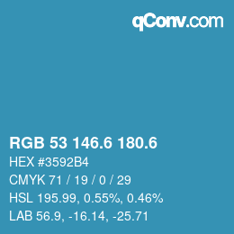 カラーコード: RGB 53 146.6 180.6 | qconv.com
