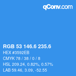 カラーコード: RGB 53 146.6 235.6 | qconv.com