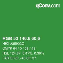 カラーコード: RGB 53 146.6 60.6 | qconv.com