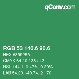 カラーコード: RGB 53 146.6 90.6 | qconv.com