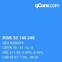 颜色代码: RGB 53 146 248 | qconv.com