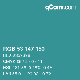 Color code: RGB 53 147 150 | qconv.com