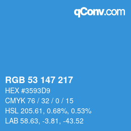 Color code: RGB 53 147 217 | qconv.com