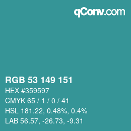 Color code: RGB 53 149 151 | qconv.com