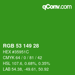 Color code: RGB 53 149 28 | qconv.com