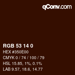 Color code: RGB 53 14 0 | qconv.com
