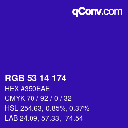 Color code: RGB 53 14 174 | qconv.com