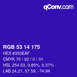 カラーコード: RGB 53 14 175 | qconv.com