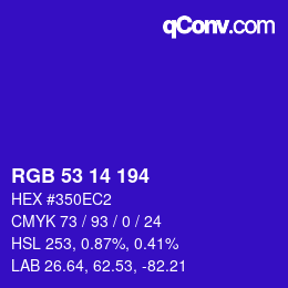 Color code: RGB 53 14 194 | qconv.com
