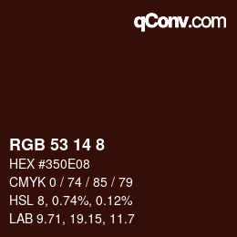 カラーコード: RGB 53 14 8 | qconv.com