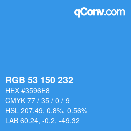 Color code: RGB 53 150 232 | qconv.com