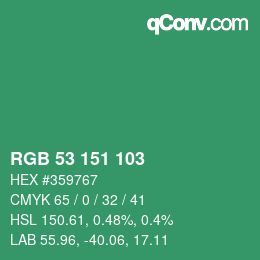 颜色代码: RGB 53 151 103 | qconv.com