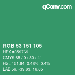 Color code: RGB 53 151 105 | qconv.com