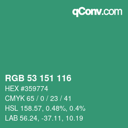 カラーコード: RGB 53 151 116 | qconv.com