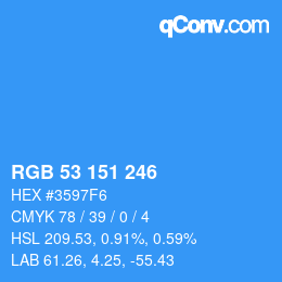 Color code: RGB 53 151 246 | qconv.com