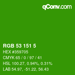 カラーコード: RGB 53 151 5 | qconv.com