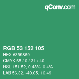 Color code: RGB 53 152 105 | qconv.com