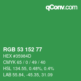 Color code: RGB 53 152 77 | qconv.com