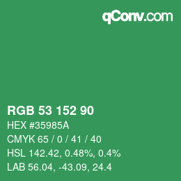 カラーコード: RGB 53 152 90 | qconv.com
