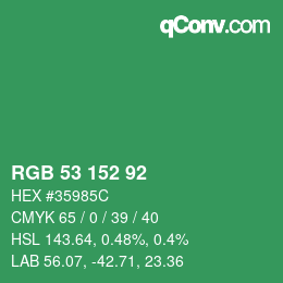 カラーコード: RGB 53 152 92 | qconv.com