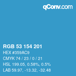 カラーコード: RGB 53 154 201 | qconv.com