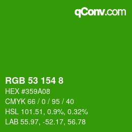 Color code: RGB 53 154 8 | qconv.com