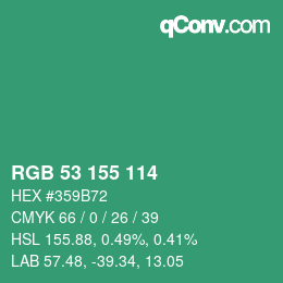 Color code: RGB 53 155 114 | qconv.com