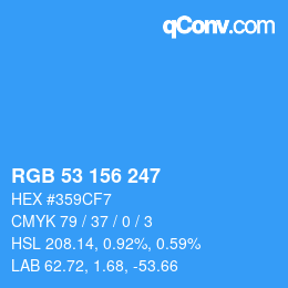 カラーコード: RGB 53 156 247 | qconv.com
