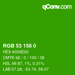 Color code: RGB 53 158 0 | qconv.com