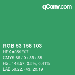 カラーコード: RGB 53 158 103 | qconv.com